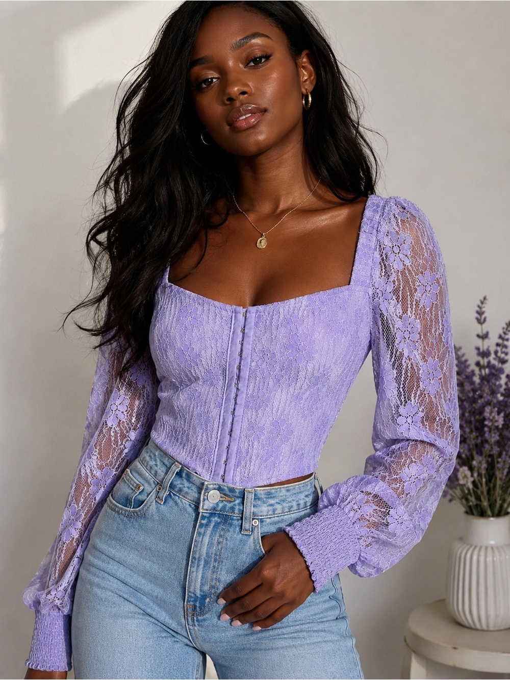 BB Dakota Steve Madden Sheet To Streets Lavender Lace Corset Top BNWT